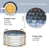 Vibiliyou Absorbent Coasters Blue Cube Coasters with Gold Holder Round
