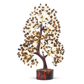 YUVDIPR Tiger Eye Chakra Tree of Life Buddha Home Office Décor Good Luck Gift Zodiac Natural Stone Crystal Room Wealth Prosperity Artificial Bonsai Room Happiness Aura Cleansing Statues & Figurines