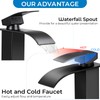 RNDIOZD Matte Black Bathroom Faucets, Waterfall Bathroom Sink Faucet Modern