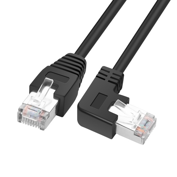 YACSEJAO RJ45 90 Degree Ethernet Cable Cat6 RJ45 Male to
