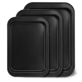 3 Piece Baking Sheet Pan Set Cookie Sheets for Baking for Oven Cookie or Pastry Baking Tray Cookie Sheet for Oven Non-Stick Bakeware Pans with Grips