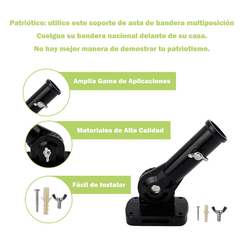 MYLERCT Aluminium Flagpole Holder, Adjustable and 180° Rotatable, Black, 26.8