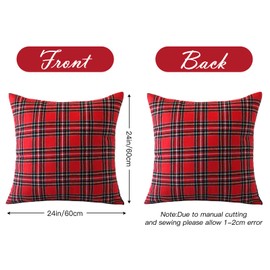 Ohok Decorative Vintage Cushion Cover, Polyester Linen Plaid Decorative Cushion Covers, Decorative Sofa Cushion, Couch Cushion Cover Set for Bedroom, Living Room, Sofa, Couch, Car (60 x 60 cm, Pack of