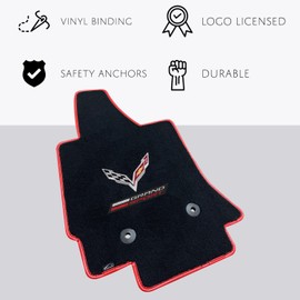 Lloyd Mats Custom-Fit Carpeted Floor Mats Premium Luxury Car Floor Liners for Corvette C7 2014-2019 (Charcoal, 2PC - 'Grand Sport' Flags)