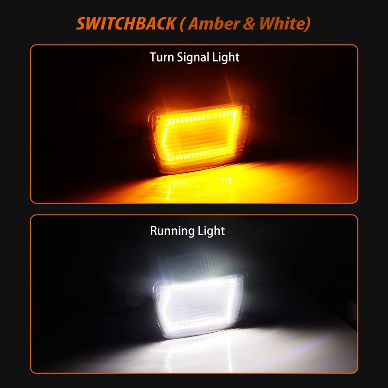ADIIL Clear Switchback LED Front Bumper Turn Signal Light Fog