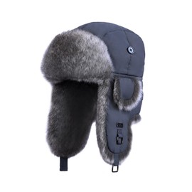 Kurhatic Winter Trapper Hat,Warm Faux Fur Aviator Hat,Russian Trooper Hunting Ski Hat with Ear Flaps for Men & Women M Charcoal Gray