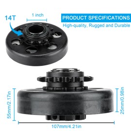 YOUXMOTO Go Kart Clutch 1" Bore 14 Tooth with #40/41/420 Chain, Centrifugal Clutch 14T for Go Kart Minibike and Fun Kart Engine 2-6.5 HP