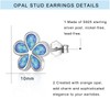 Sterling Silver Stud Earrings for Women Grils, Silver Blue Opal
