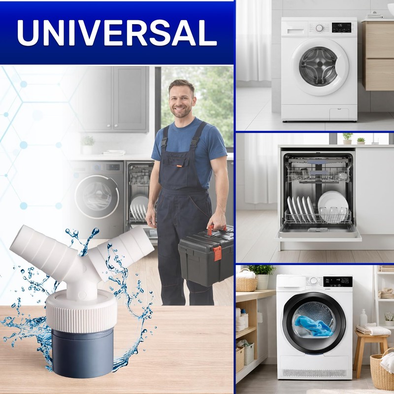 Monteral Washing Machine Drain Adapter and Double Connection Y-Distributor for