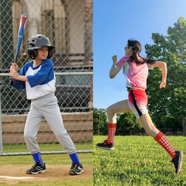 SkiBeaut Youth Kids Soccer Athletic Socks 4 Pack Anti Skid Grip Football Teen Grippy Slipper Socks for Youth Boy Girl 4-8 Years