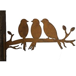Bornhöft Garden Stake Tree Stake Metal Rusty Garden Decoration Patina 3 Birds Bird Rusty Decoration