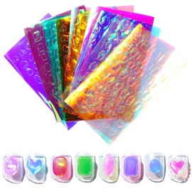 XEAOHESY 11 Sheets Aurora Nail Foil Sticker Cellophane Nail Film Holographic Nail Art Stickers Laser Nail Decals for Women Girls Nail Art Decoration