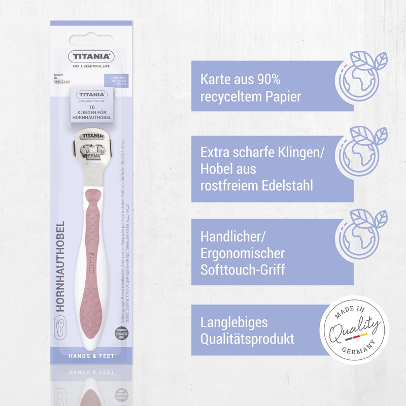 TITANIA Callus slicer with 10 replacement blades, callus remover made