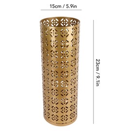 Umbrella Holder Round Rust Proof Stylish Hollow Copper Pattern Metal Umbrella Holder Bin for Home Entryway Gold 23x15x15cm / 9.1x5.9x5.9in