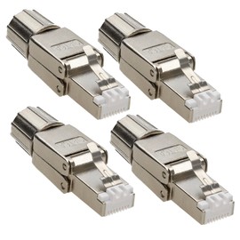 kenable RJ45 Connector for Cat6a Cat7 & Cat8 Solid Cable | Tool-less Plastic Clip | 40GIG IDC | 4-Pack