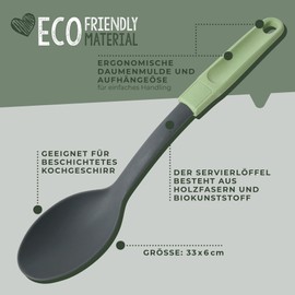 FACKELMANN Serving Spoon 32 cm, Plastic, Mint Green/Light Grey, 330 x 60 mm