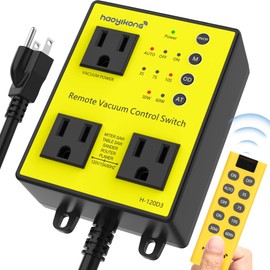 Automatic Vacuum Switch with Remote, 3/7/10s Delay Auto Vacuum Switch for Various Power Tools, Dust Collector On/Off Delay to Prevent Circuit Overload and Tripping, Keep Your Workplace Clean - yellow
