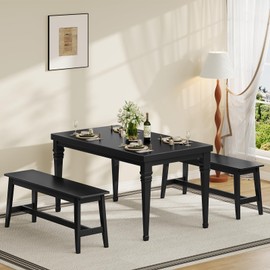 HOOBRO 39.3'' Bamboo Dining Bench, Farmhouse Kitchen Table Bench, Kitchen & Living Room Furniture, Easy to Assemble, Sturdy and Stable, Black BK03CD01G2