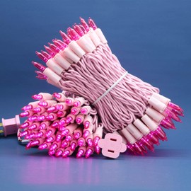 Pink LED Christmas Lights with Pink Wire, 66 Ft 200 LED UL Certified Same Color String Light, End to End Connectable Indoor & Outdoor Commercial Grade Holiday Lights Set (Pink)