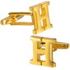 A-Z Initial Cufflink for Men, Classic 18k Gold Silver Black