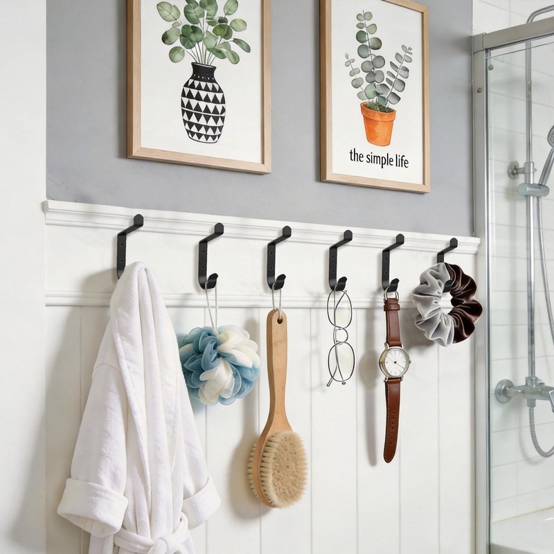 DaskFire Screw-in Coat Hooks for Towels and Robes, Black Showerroom