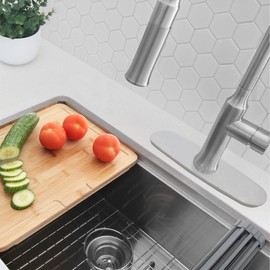 STYLISH Kitchen Sink Faucet Hole Cover Deck Plate Escutcheon A-802B (Brushed Nickel)