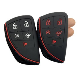 AYGUCEKE Silicone Key Fob Cover fit for 2022 2023 2024 2025 Chevy Silverado 1500 Traverse GMC Sierra 1500 2500HD 3500HD Buick Enclave Keyless Entry Key Fob 5 Buttons (Black A+Black B)