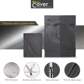 Washing Machine Cover/Dryer Cover,Fit for Most 7.5-12KG. Front-loading Machine,Cover on 4 Sides-Maximum Protection(Gray，W27 D33 H39 inches)