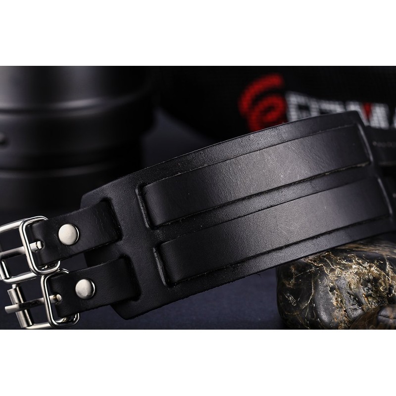 JewelryWe Men's Leather Bangle Cuff Bracelet Strap Wristband with Buckle