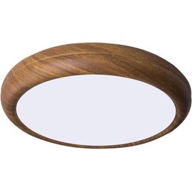 GENGXING LED Ceiling Light,Modern Dimmable Flush Mount Ceiling Light Fixture,Walnut Color Low Profile Circle Ceiling Lamp for Living Room,Entryway,Bedroom,Kitchen (11.8Inch)