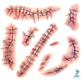 2PCS 3d Body Face Scar Temporary Tattoos Sticker Paper Waterproof for Fool's Day Fun