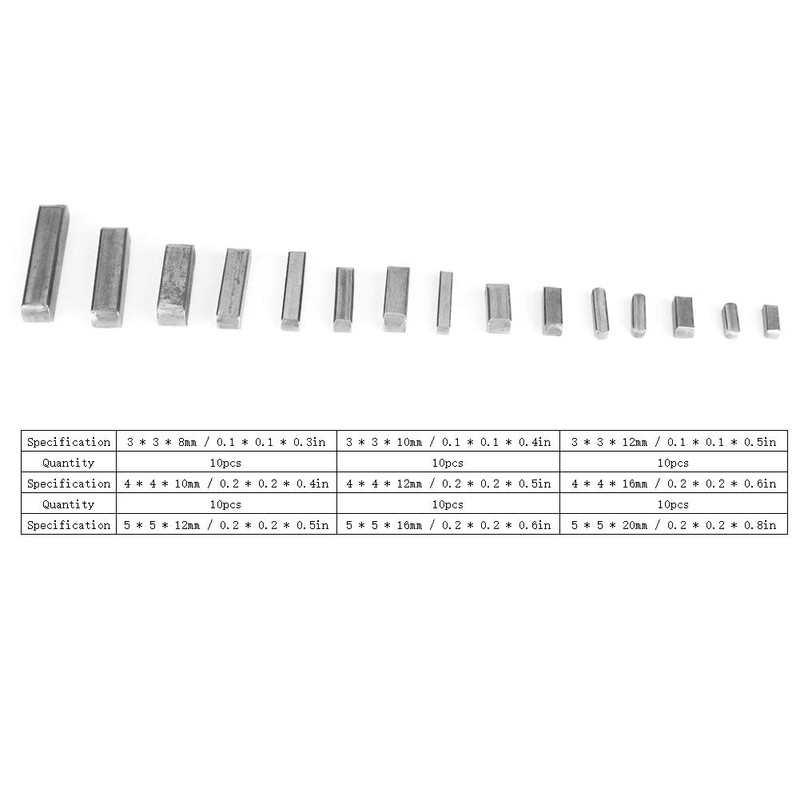 Parallel Drive Shaft Key, 140 Pcs Round Ended Feather Key