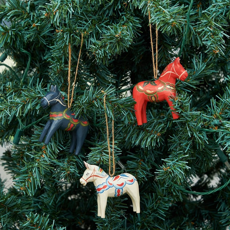 Gallerie II Dala Horse Handmade Ornament Set of 3 Red