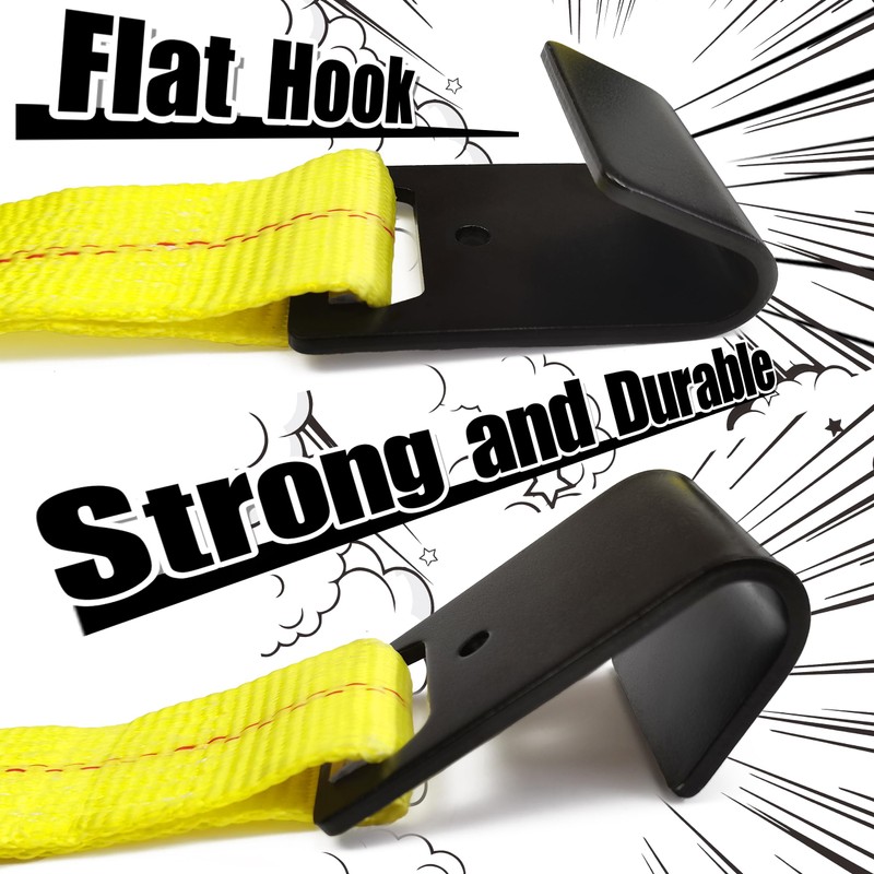 8 Pack Flat Hook Ratchet Straps, 2" x 27' Heavy