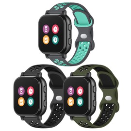 3 Pack Waterproof Silicone Gizmo Watch Band for Kids Compatible with Gizmo Watch 3 2 1/ Gabb Watch 3 2 1/ SyncUP/Cosmo JrTrack Watch, Breathable Soft Sport Bands with Air Holes Design for Boys Girls