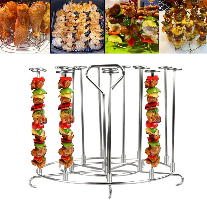 Skewer Stand Stainless Steel Vertical Barbecue Skewers Holder Fryer Accessories