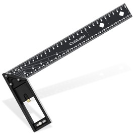 Cuidosful Precision Multi-Angle Measuring Ruler,10°-90° Combination Framing Square with Marking Holes, Anti-Drop Right Angle Ruler for Woodworking & Engineering(Metric), Black