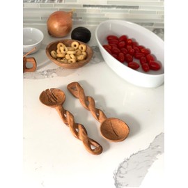 8-Inch Hand-Carved Kenyan Salad Serving Set