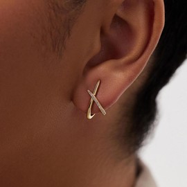 Gold Earrings for Women Trendy,14K Gold Stud Earrings Dainty Earrings Simple Minimalist Cubic Zirconia Diamond Gold Earrings Hypoallergenic Earring for Women Gifts