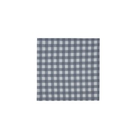 Sleepdown Gingham Printed 100% Cotton Half Panama Reusable Soft Cloth Table Napkins - Pack of 4 - Grey - 41cm x 41cm