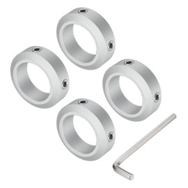 sourcing map Set Screw Shaft Collar for 32mm Shaft, 4pcs Clamping Collars 48mm OD, 15mm Thickness, Aluminum Alloy Clamp-On Collar with M8 Set Screws and a Wrench
