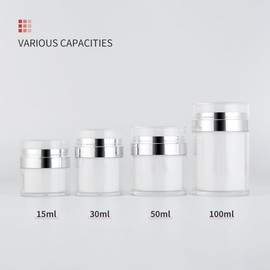 4PCS Airless Pump Jar, BetterJonny 15ml/30ml/50ml/100ml Refillable Moisturizer Dispenser Portable Lotion Cream Jars Vacuum Bottle Travel Cosmetic Jar Air Pump Container for Women Men