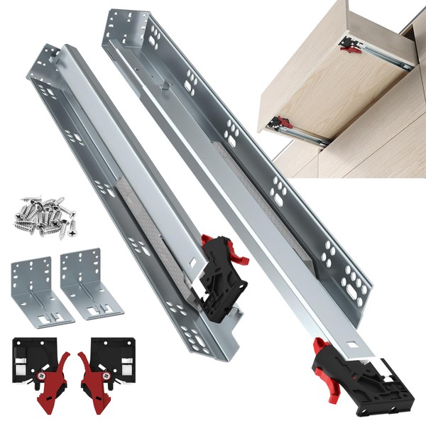 ToBeGreat 1 Pair Undermount Soft Close Drawer Slides 15 Inch