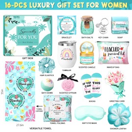 HSOEIXL Teacher Appreciation Gifts, Teacher Gifts for Women Unique Ideas from Students 16pcs Thank You Gifts Basket Back to School Gifts-Green