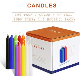 Onebird 100 pcs Unscented Assorted Colors Mini Taper Candle | 4" Tall x 1/2" Diameter | Great for Casting Chimes, Rituals, Spell, Wax Play & More