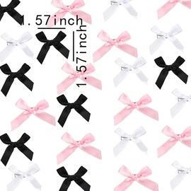 Mini Bow Clips for Women Girls Pink White Black Bows Hair Clips for Girls Women Small Bow Hair Accessories for Women Girls 30 PCS Mini Satin Ribbon Bows for Hair Barrettes Hairpins