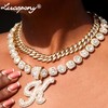2pcs Cuban Link Silver Initial Necklace for Women - Hip