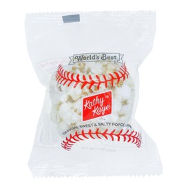 Kathy Kaye Baseball Sweet & Salty 1 oz. Popcorn Balls | Delicious, Crunchy, & Perfect for Snacking| Classic Sweet & Salty Flavor for Game Day, Parties & More | Box of 18