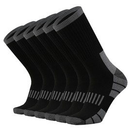 RedHero Men's Cotton Heavy Thick Full Cushion Crew Socks Moisture Wicking Control Thermal Winter Athletic Steel Toe Work Boot(Black XL)