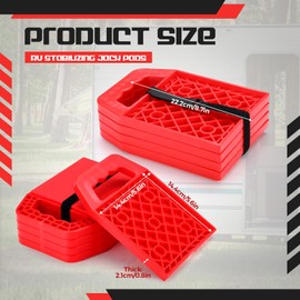 Datanly 8 Pieces RV Stabilizing Jack Pads Camper Jack Pads RV Leveling Blocks with Handle Camper Stabilizer Blocks for Travel Trailer Easy Storage and Organization (Red)